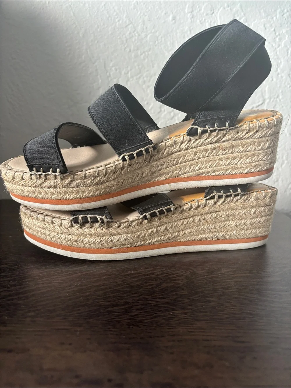 Dolce Vita Lury Espadrille Wedge Black Elastic Strap Sandals 9M